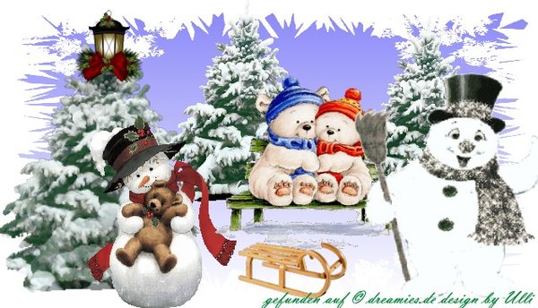 Weihnachtsbild mit Schneemännern