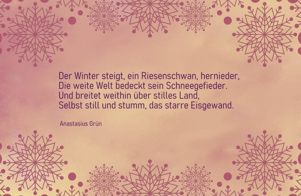 Hintergrund Schneeflocken Spruch A. Grün