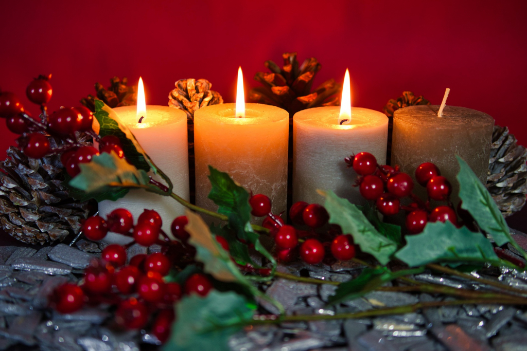 Weihnachtsbild 3 brennende Kerzen/3. Advent